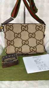 Authentic Gucci Messenger GG Jumbo Bag Brown Pouch