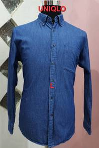 Kemeja uniqlo dark blue 00066