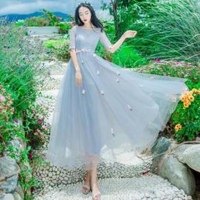 Grey blue prom dress bridesmaid RBP0450