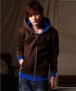 AW0343 Brown Colorful Zipper Hoodie Jacket Sweater