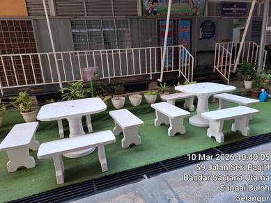 set meja batu terazzo taman 