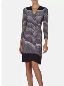 BCBG MAXAZRIA Black Adele Printed Wrap Dress