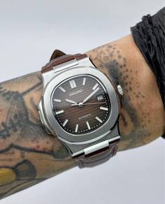 Custom Seiko Mod 40mm Brown Vignette Nautilus on L