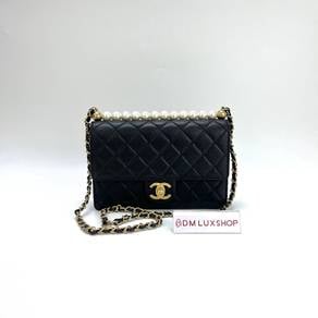 Preloved Chanel Black Chic Pearl Flap Bag Small