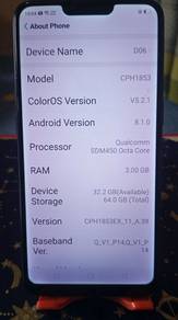 Used Oppo A3s Handphone 