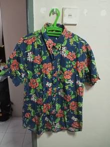 307.kemeja hawaii flower bunga raya