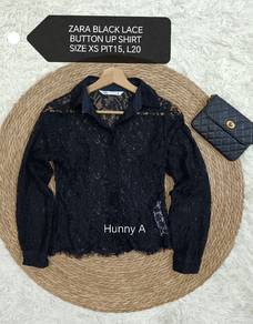 ZARA button up lace shirt