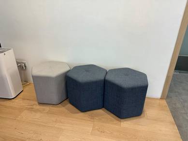 3 Hexagon Fabric Ottomans Stools Set