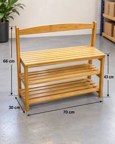 Eco Wood Bamboo Shoe Rack Bench 2 Tiers