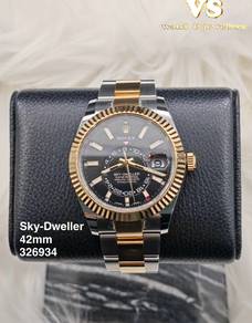 Rolex Sky-Dweller 326933 black dial 42mm half gold