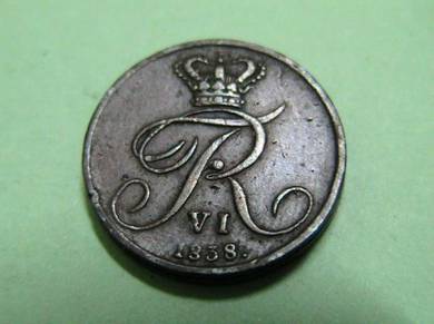 Denmark 1838 half (1/2) skilling One Year Type