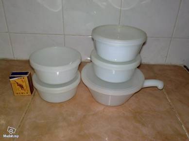 Mangkuk vintage anchor hocking bowl with lid