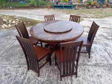 Meja Makan Marble 1+6