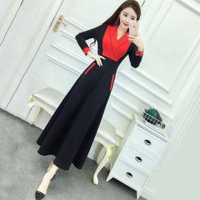 Black red green long sleeve formal dress RBP0695