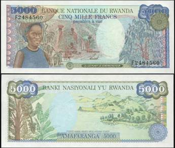 Rwanda 5000 francs 1988 - Pick P22   unc