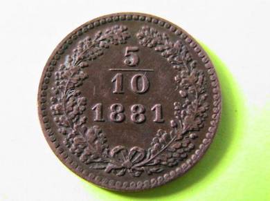 Austria 5/10 (half) Kruezer 1881 [Kod : A1308]