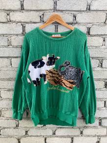 Andre Luciano 3D Animal Graphic Knit Sweater Green