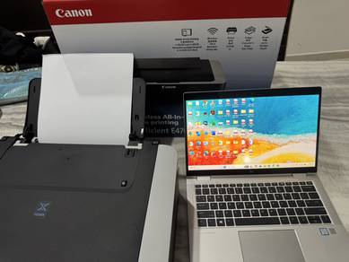 Laptop HP dan Mesin Printer Canon (Termasuk Ink)