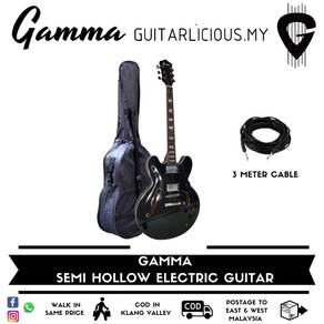 Gamma Semi Hollow Body Electric Guitar - Black