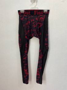 Find-Out Y2K Red Black Graphic Mesh Leggings