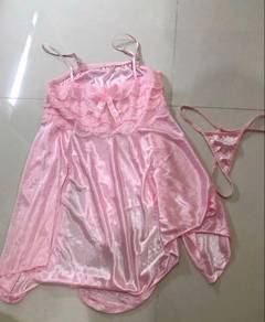 Pink silk lace lingerie