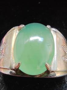 Giok Jadeite Jed Burma Hijau Zaitun Ais Gred A