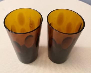Vintage crown brand thumbprint amber glass 2