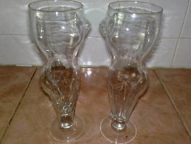 Cawan footed sexy lady figure glass cup