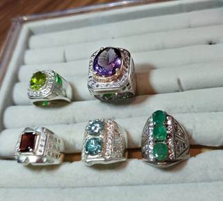 Cincin Perak Batu Permata Asli
