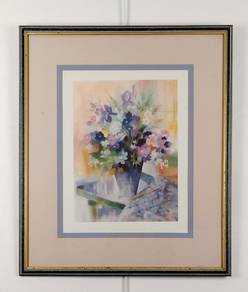 Framed Floral Vase Lithograph Print