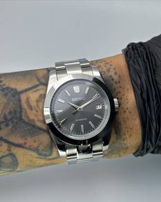 Custom Seiko Mod 39mm Rhodium Grey DateJust