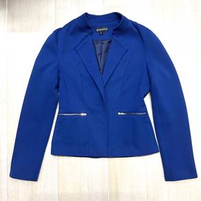 Women Stylist Blue Formal Blazer Front Hook Coat