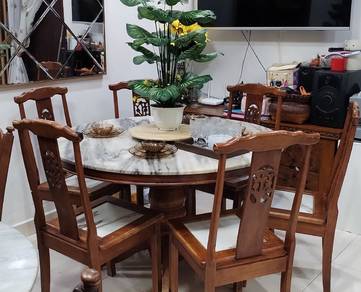meja makan marble 6 kerusi