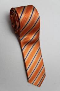 SLIM Orange Blue Top Quality Striped Neck Tie