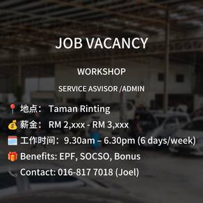 Customer Service Advisor /Admin (Workshop)