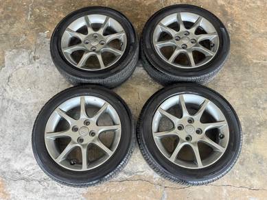 Rim second 15 alza grey siap tayar axia bezza myvi