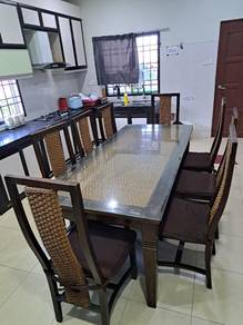 set jati meja makan 8 kerusi homestay 