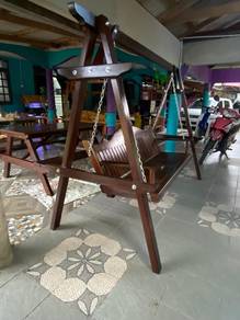 Buaian Kayu Taman 3 Seater Outdoor Wooden Swing