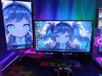 Pc Full Gaming Setup RTX 2 monitor 2 controller 
