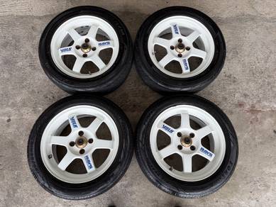 Rim original forged te37 putih tayar advan fleva