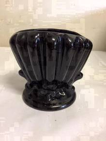 Black Ceramic Vases - Scallop Edges (New)