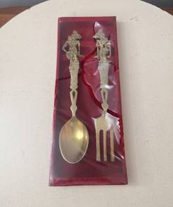 Brass spoon fork set