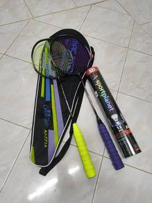 Set Badminton brand biasa raket shuttle dan beg