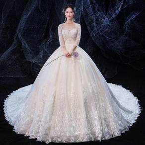Cream long sleeve wedding bridal gown dress RB1622