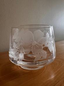 Vintage Crystal Stuart Strathearn Wild Rose Dish