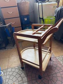 Troli Hidangan Makanan Kayu Beroda