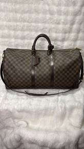 Authentic LV Keepall 55 Bandolier Travel Bag Brown