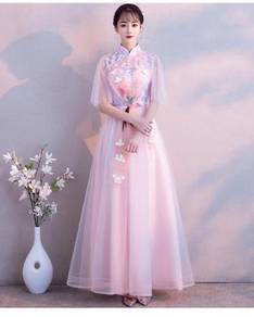 Pink phoenix cheongsam wedding bridal gown RBP1094
