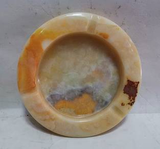Vintage Italian Marble Ashtray Green Yellow handca