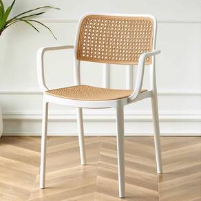 CK40W NEW*Kerusi Artificial Rattan Arm Chair White
